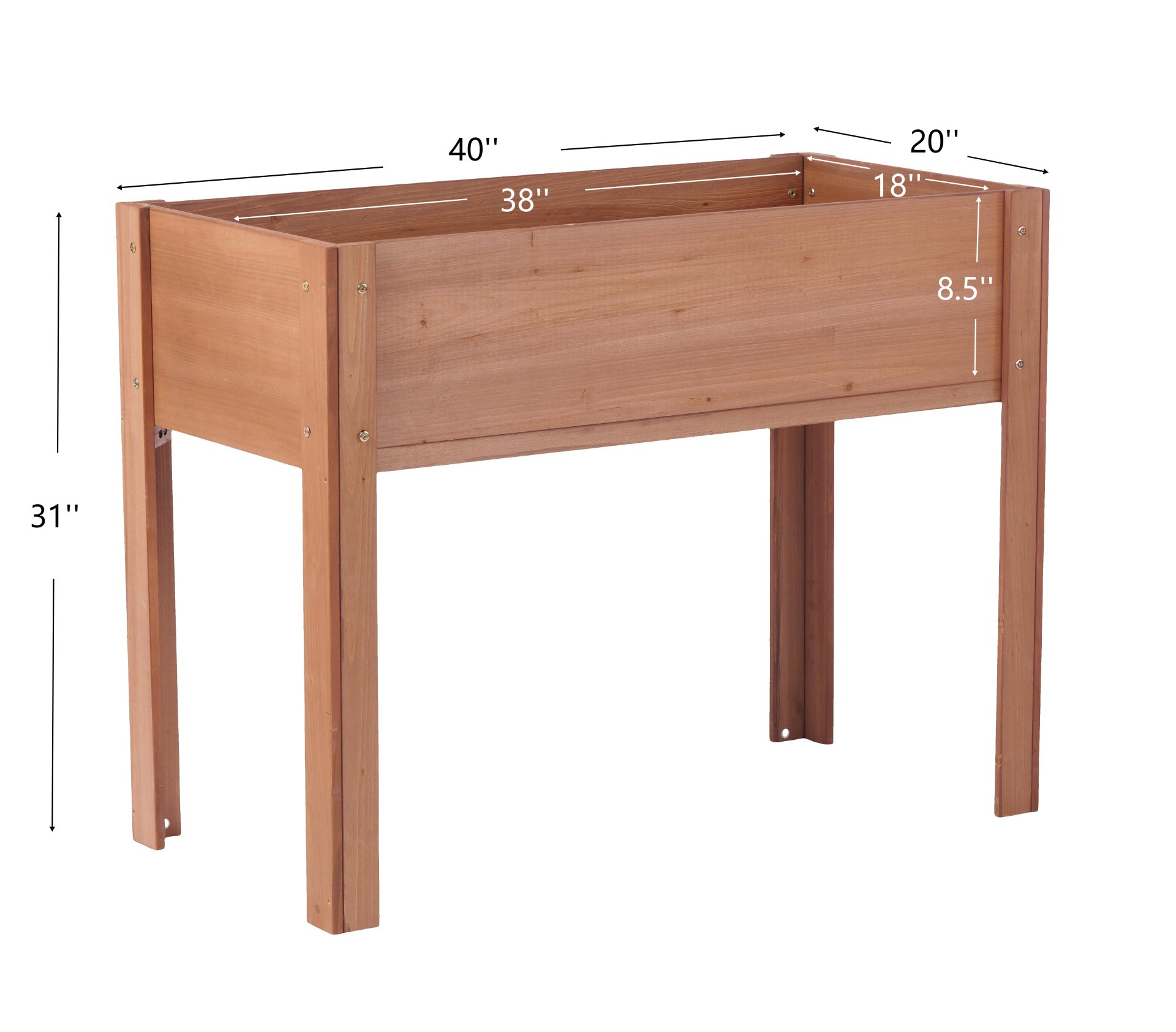 Raised Garden Bed & Legs, Elevated Planter Box For Outdoor Plants Flowers Fruits Vegetable Herb Growing - Coffee - Image 19