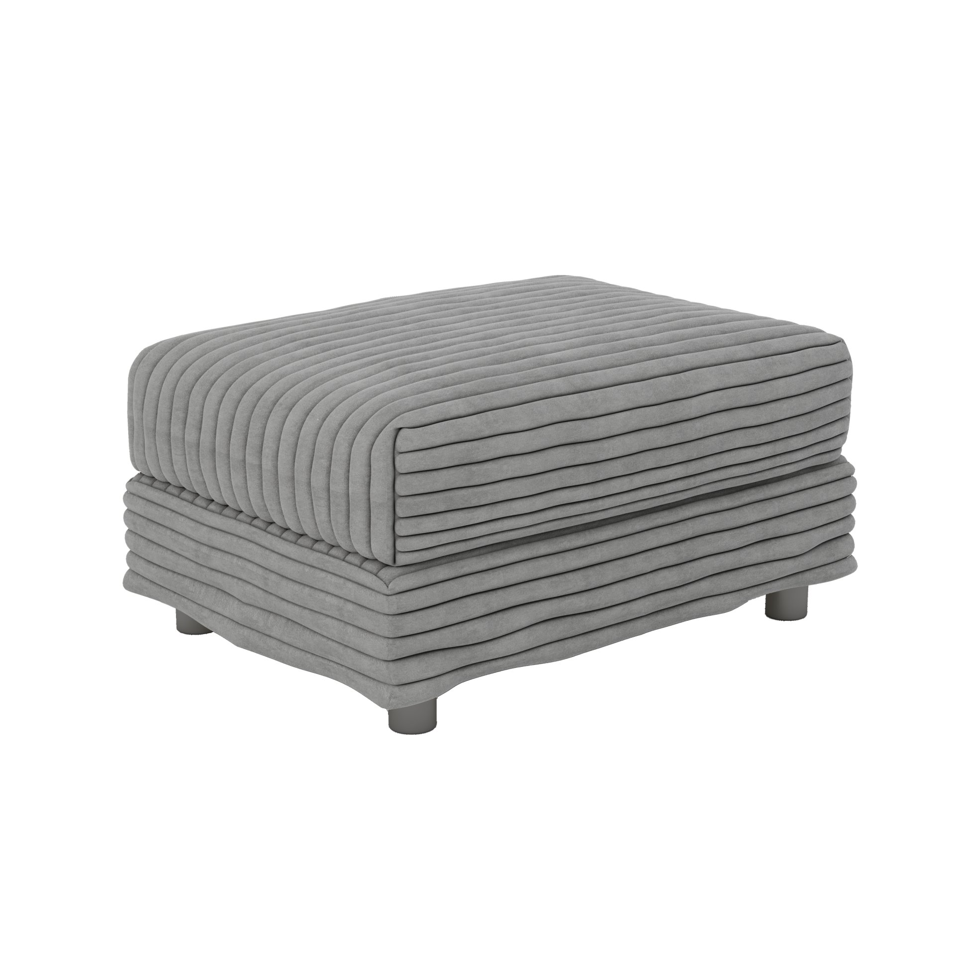 Plush Corduroy 4 Seat Sofa, Modern Comfy Upholstered Sofa Cloud Couch, Deep Seat Couches With Soft Pillows And Movable Ottoman, Convertible Sofa Lounge Chair - Gray - Image 20