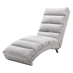 Linen Massage Chaise Lounge Indoor With Remote Control, Ergonomic Electric Massage Lounger With 5 Modes - Light Gray