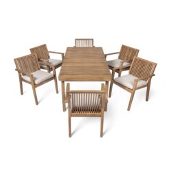 Durable - 7 Piece Patio Furniture Set - Beige / Brown