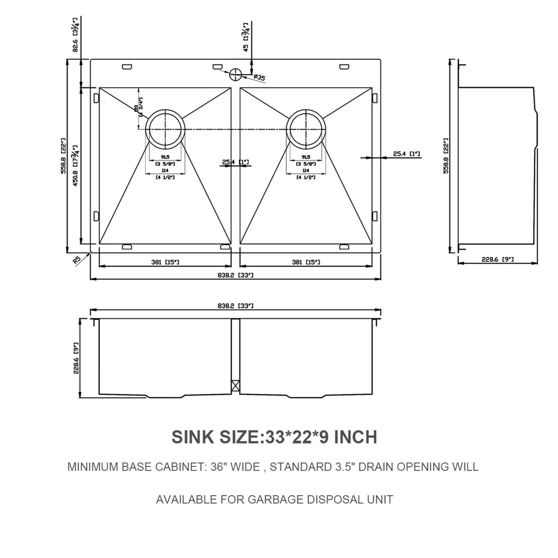 Double Bowl Drop In Sink, Stainless Steel With 50 / 50 Basins 18 Gauge - Brushed Nickel - Image 3