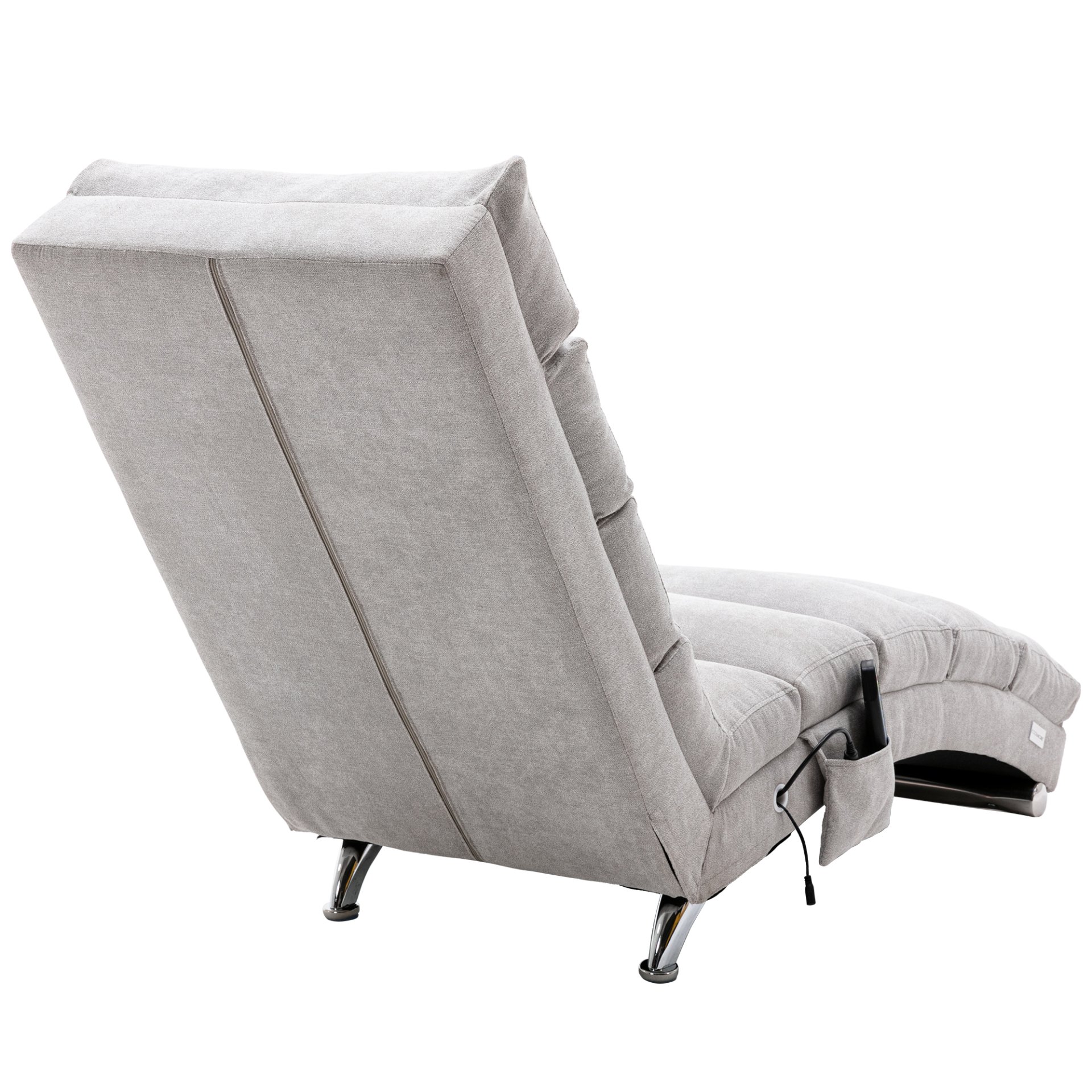 Linen Massage Chaise Lounge Indoor With Remote Control, Ergonomic Electric Massage Lounger With 5 Modes - Light Gray - Image 22