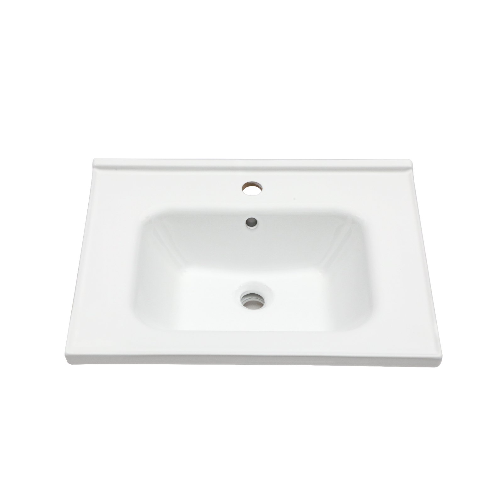 Rectangular Single Vanity Top With 1 Faucet Hole And Overflow Ceramic - White - Image 9