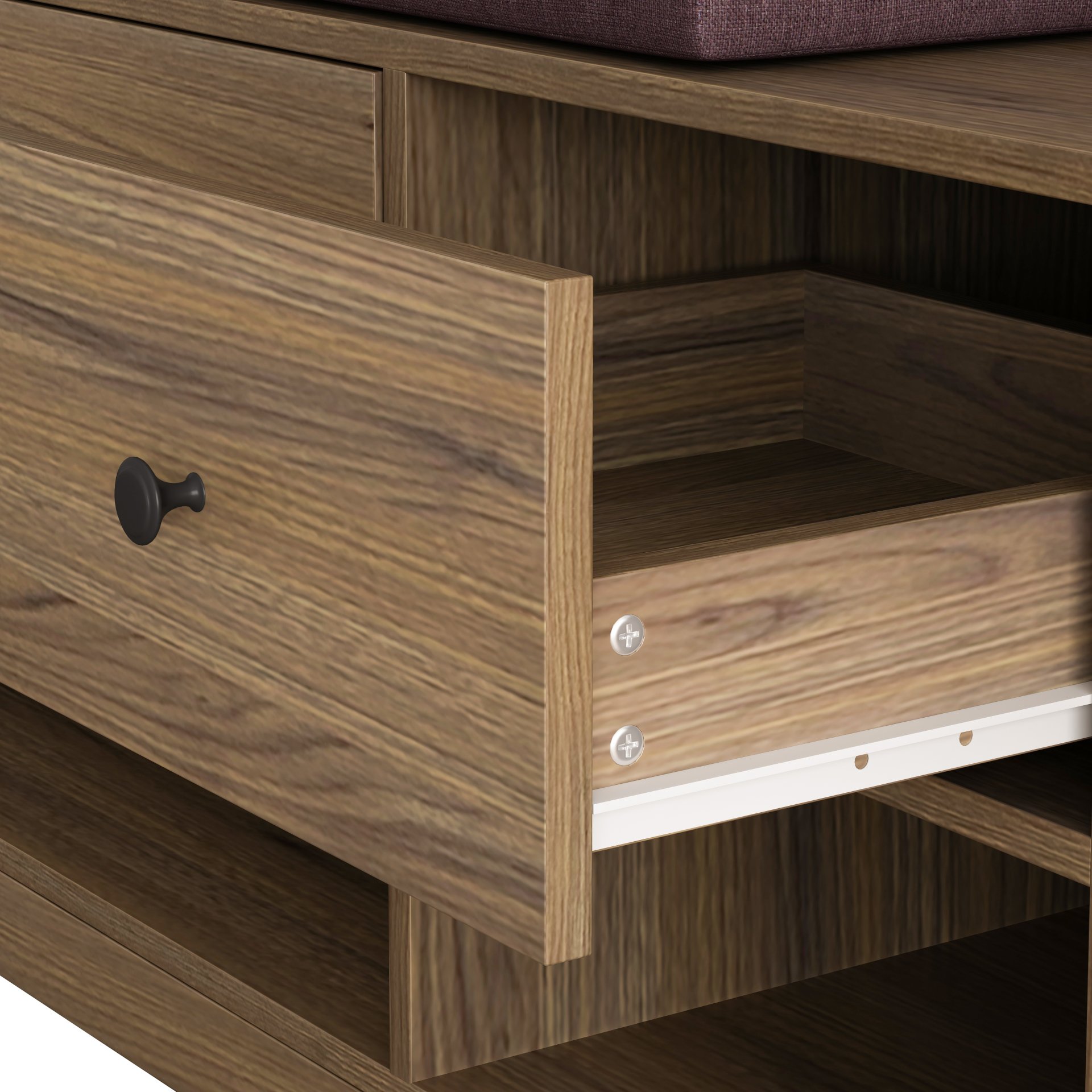 Hallway Hall Tree With Removable Cushion Bench, Coat Rack, Storage Shelves - Brown - Image 15