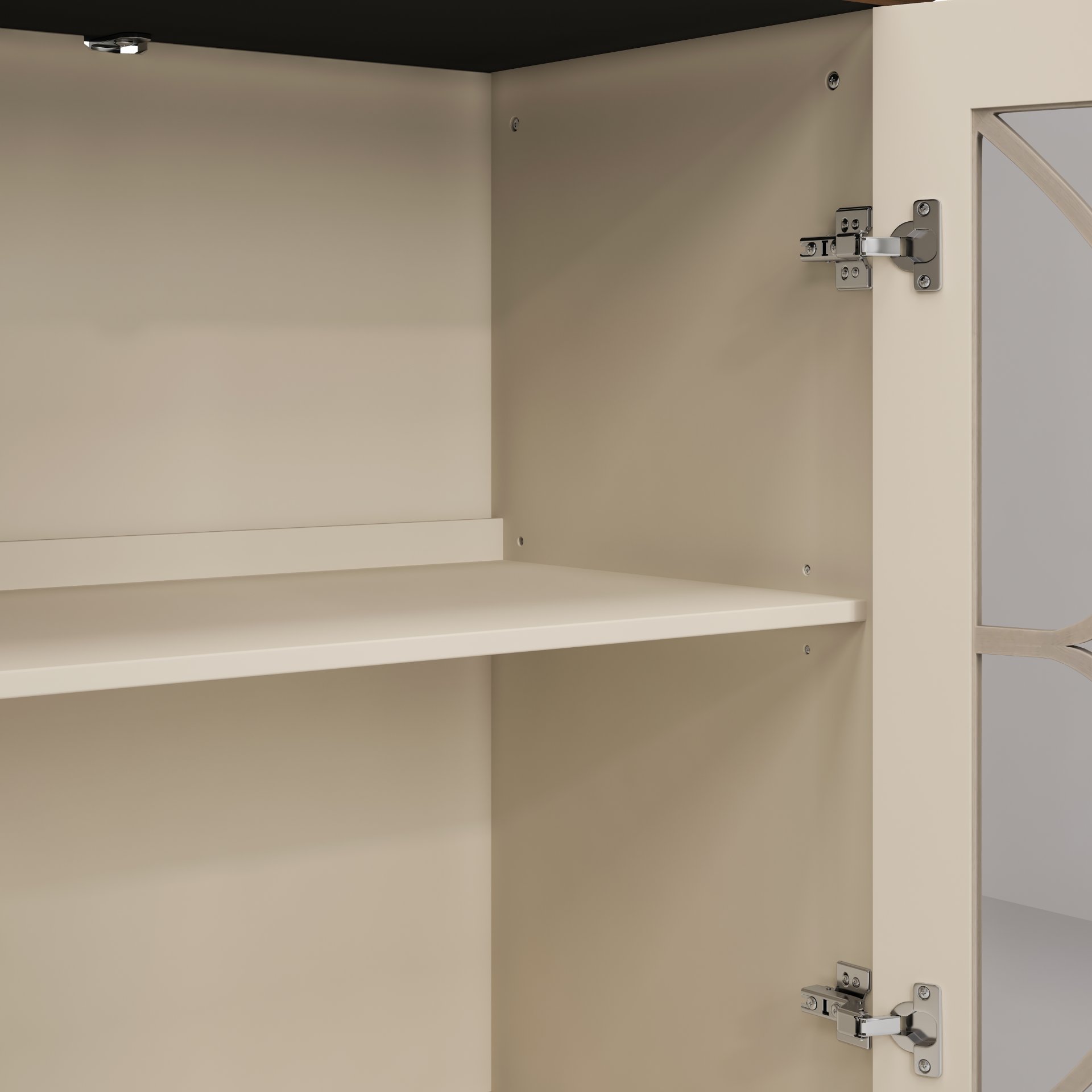 Elegant 4 Door Cabinet With Tempered Glass Doors - Beige - Image 11