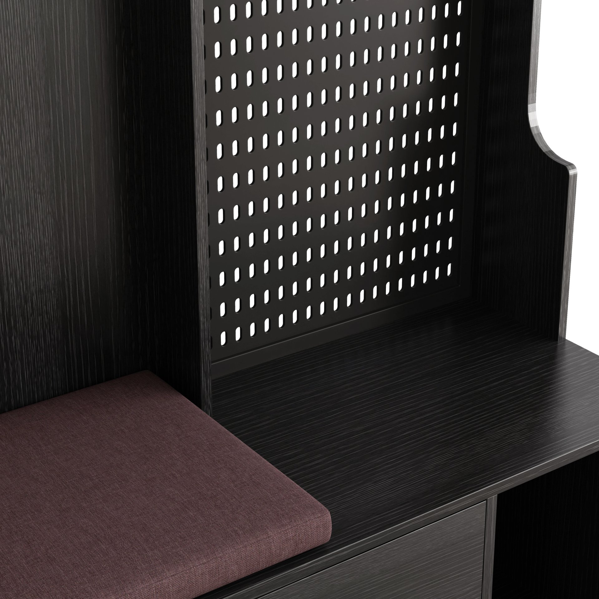Hallway Hall Tree With Removable Cushion Bench, Coat Rack, Storage Shelves - Black - Image 14