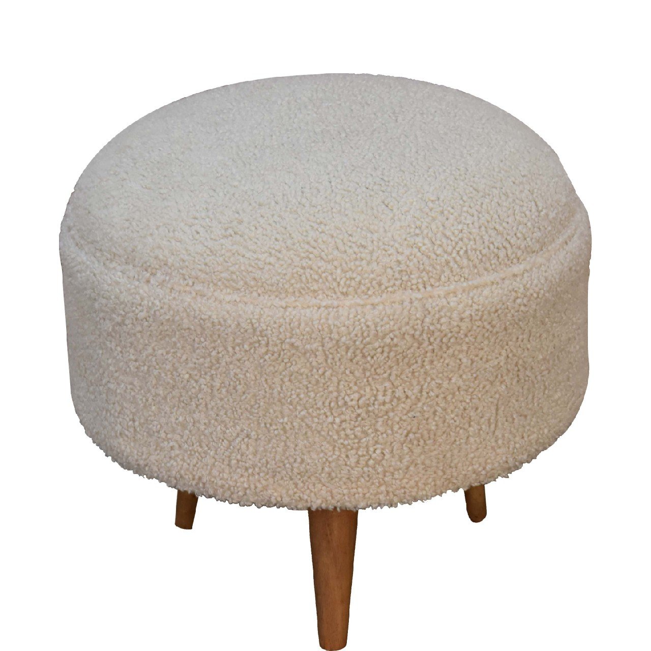 Boucle Rounded Footstool - Oak - Image 4