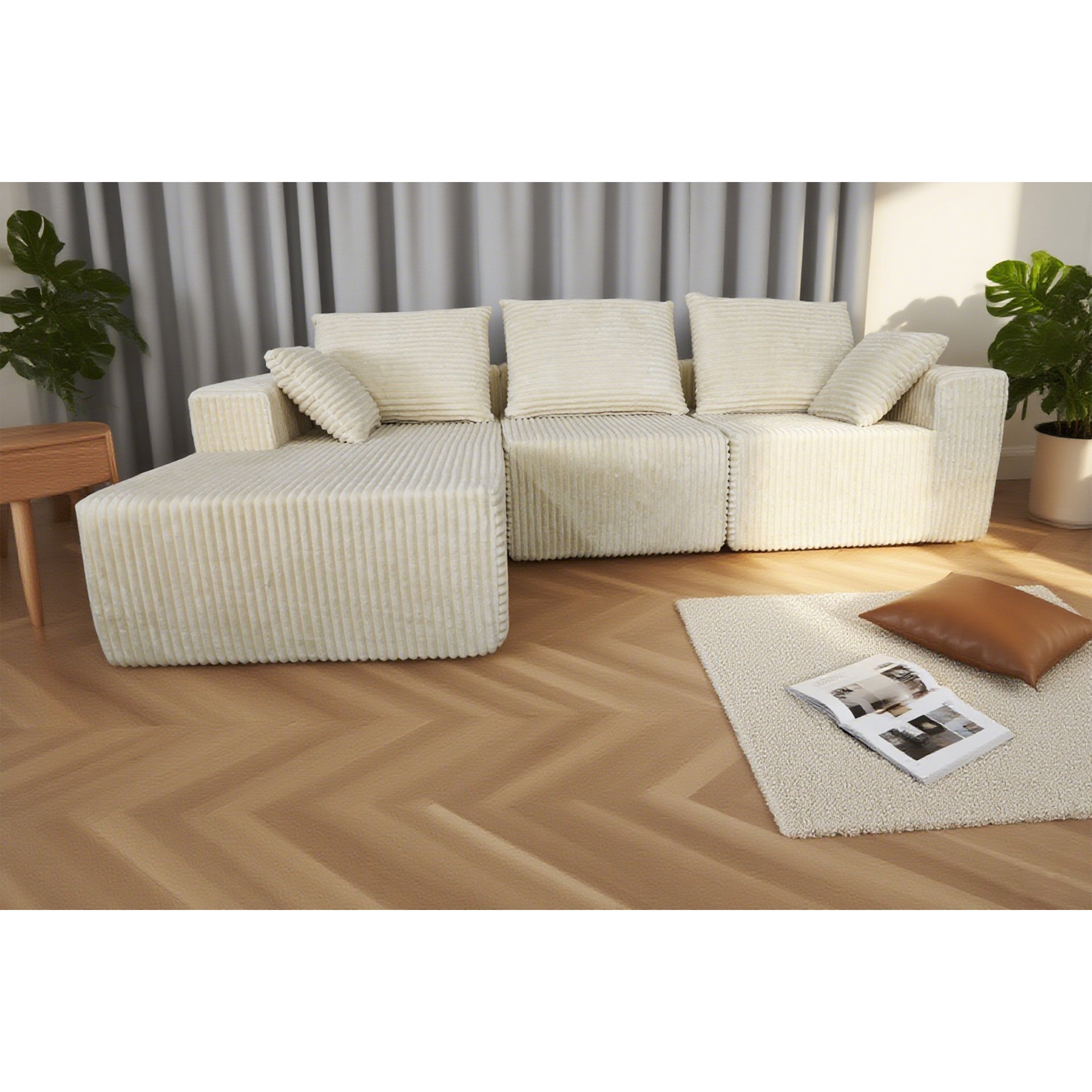 Corner Combination Sofa Sectional Couch, Modular Design For Flexible Living Spaces - Beige - Image 10
