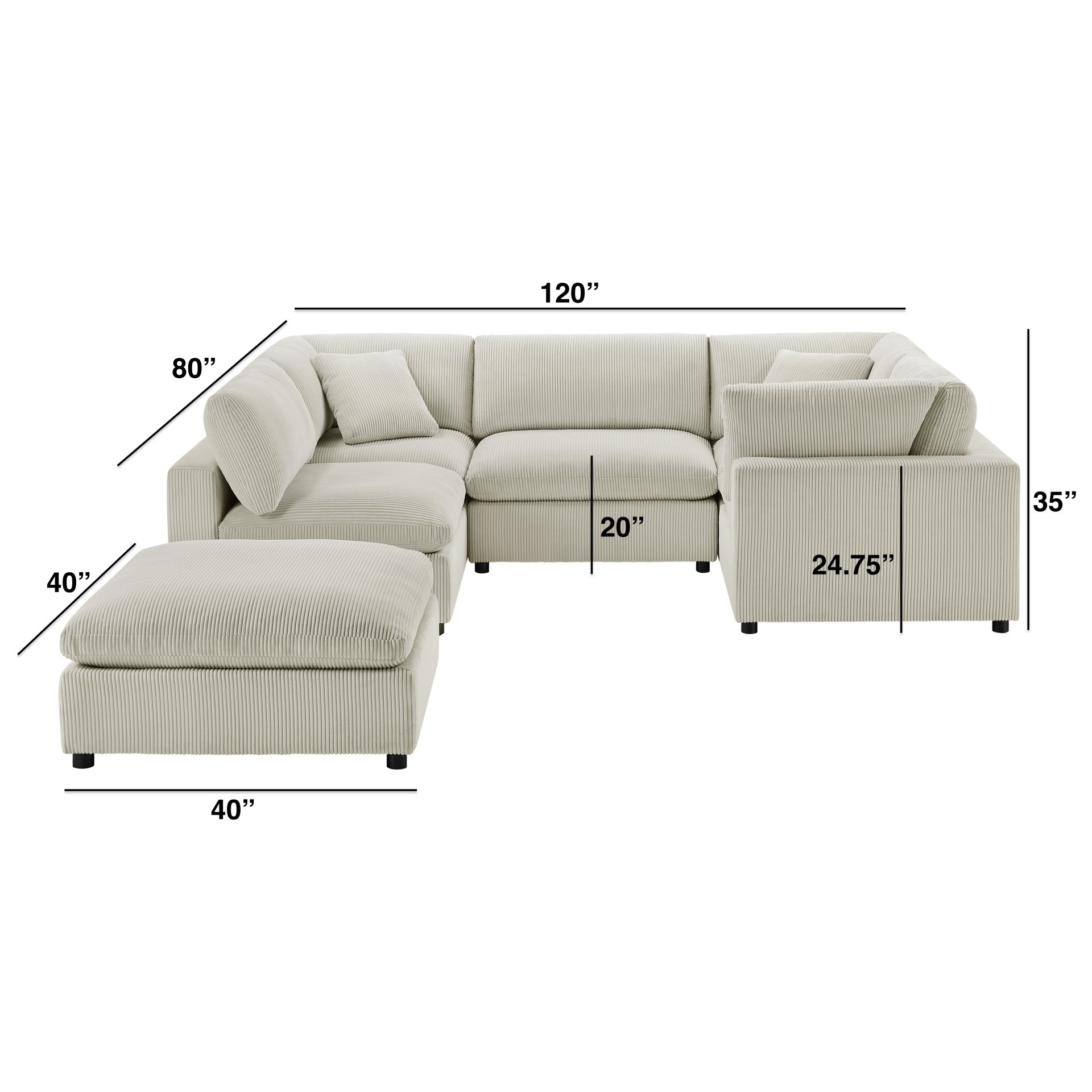 Chelsea - Modular 6 Piece Sectional - Beige - Image 21