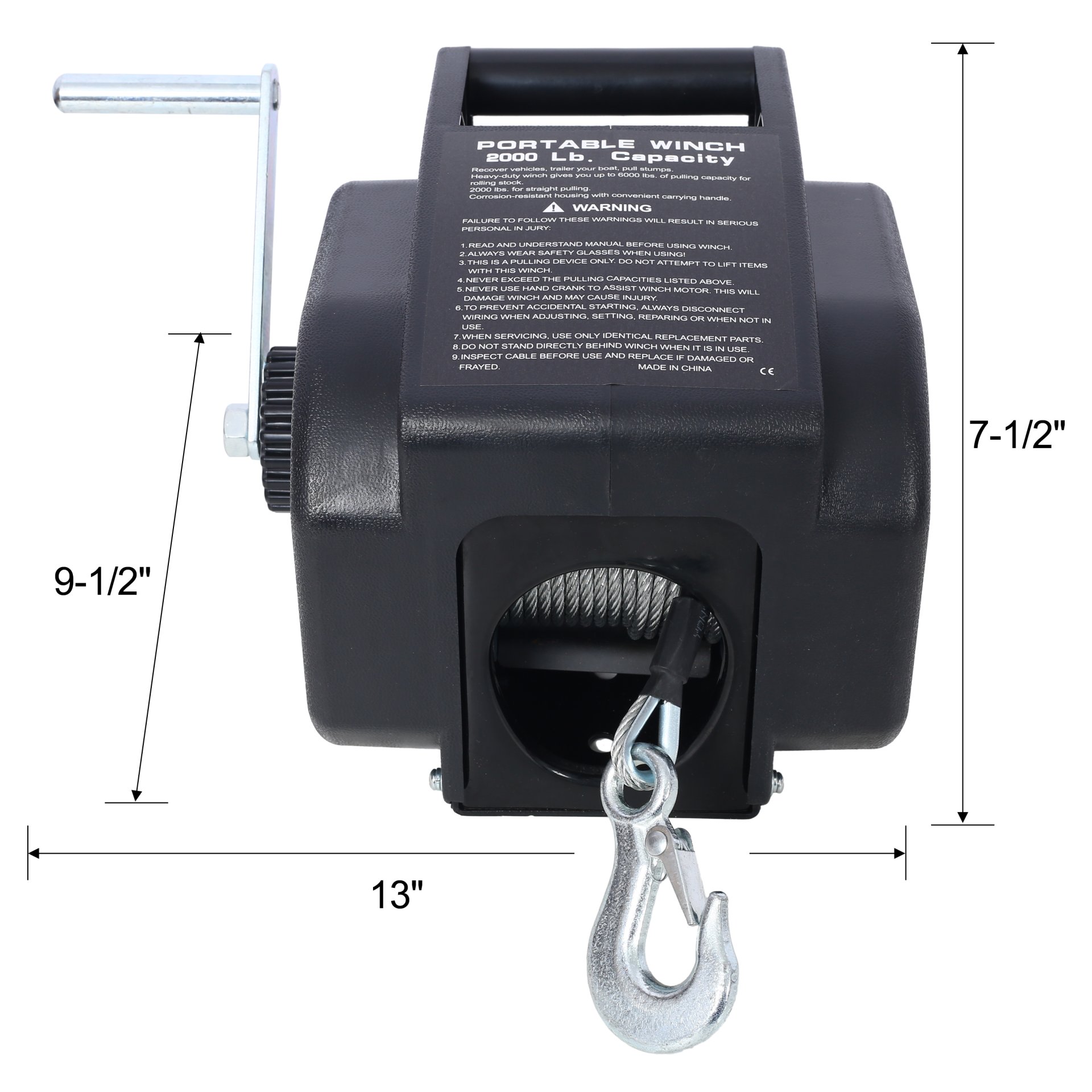 Reversible Electric Trailer Winch For Boats Up To 5000 Lbs With Galvanized Wire Rope And Casing - Black - Image 3