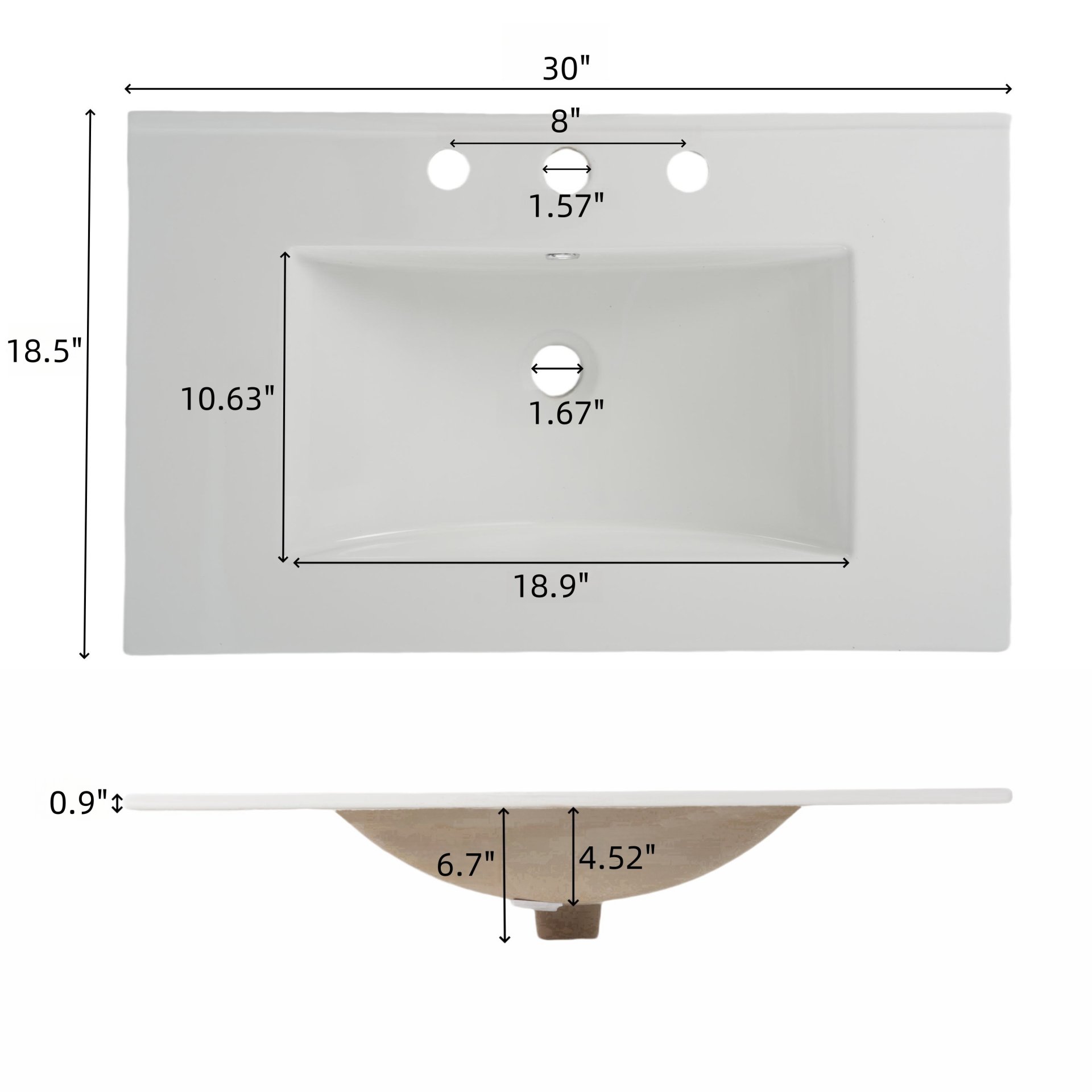 Freestanding Bathroom Vanity With Sink, 2 Full Extension Drawers, Soft Close Slides - Gray - Image 16