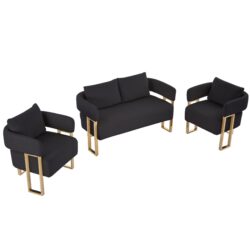Decorative Upholstered Side Chair For Living Room - Black / Gold