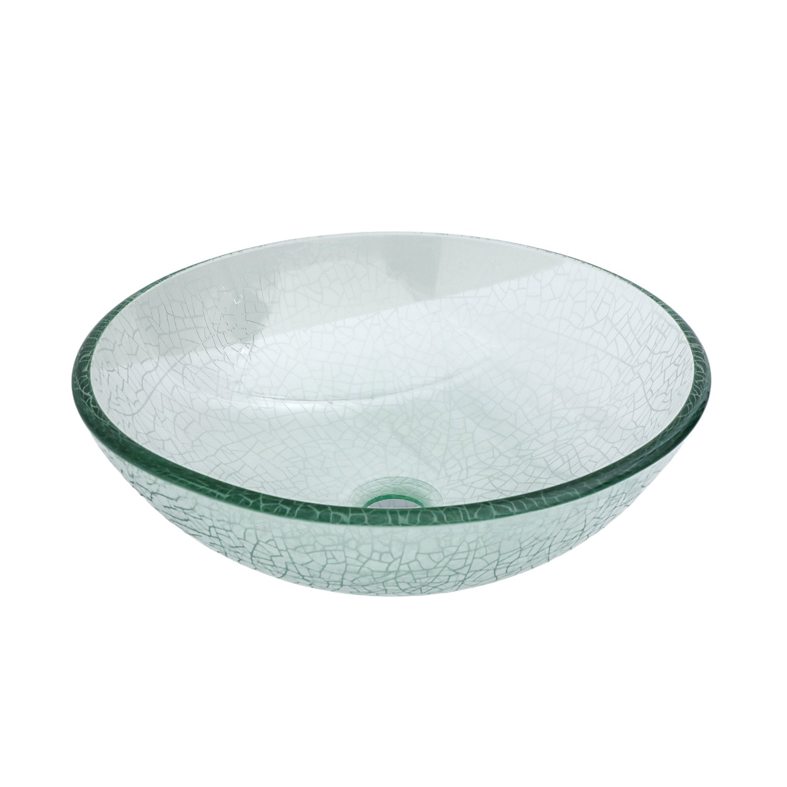 Crackle Vessel Sink, Round Bowl With Pop Up Drain - Clear - Image 6