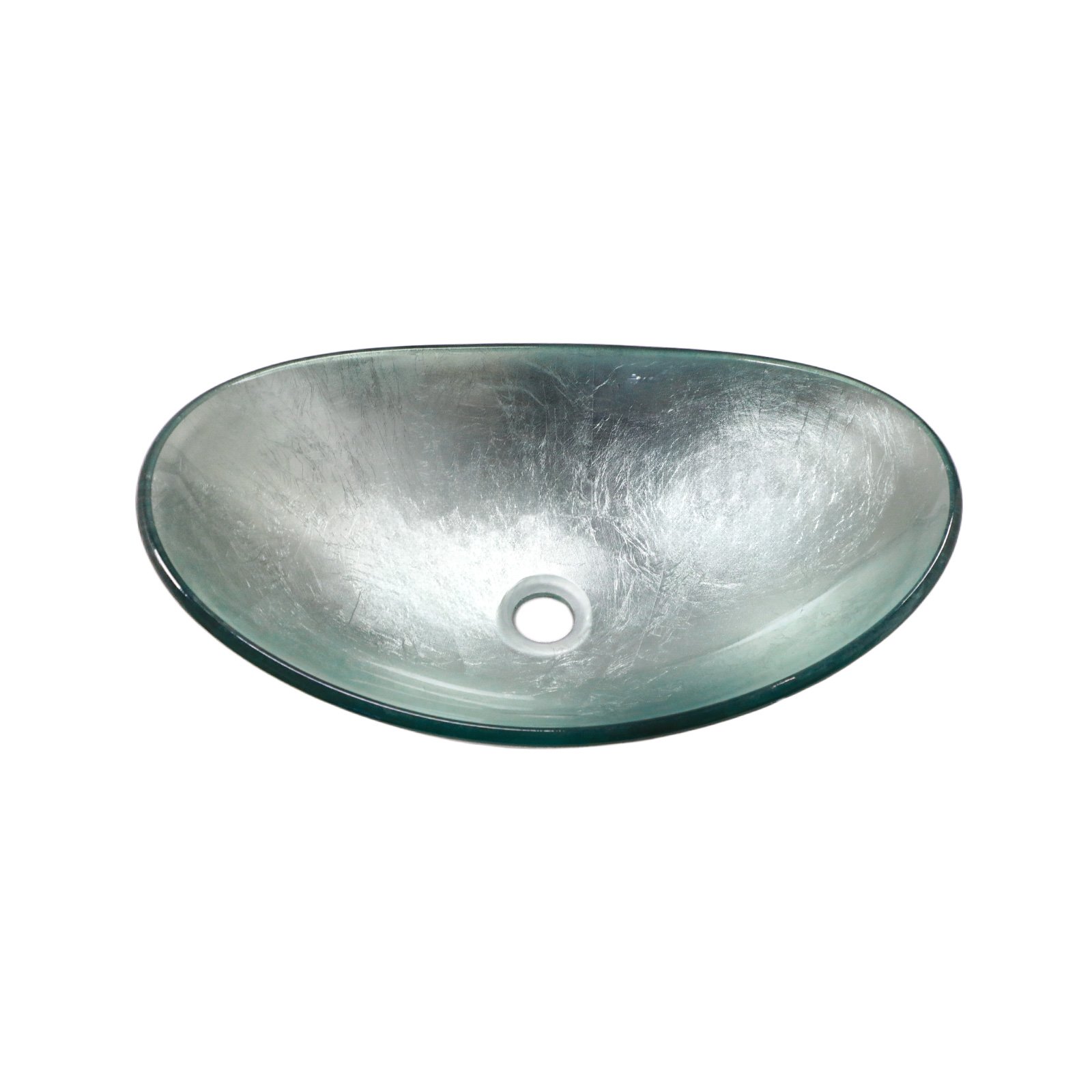 Vessel Sink With Pop Up Drain, Boat Shape Above Counter Bathroom Sink - Silver - Image 7