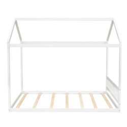 Queen Size House Bed With Headboard - White