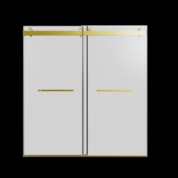 Frameless Double Sliding Soft Close Shower Door - Brushed Gold