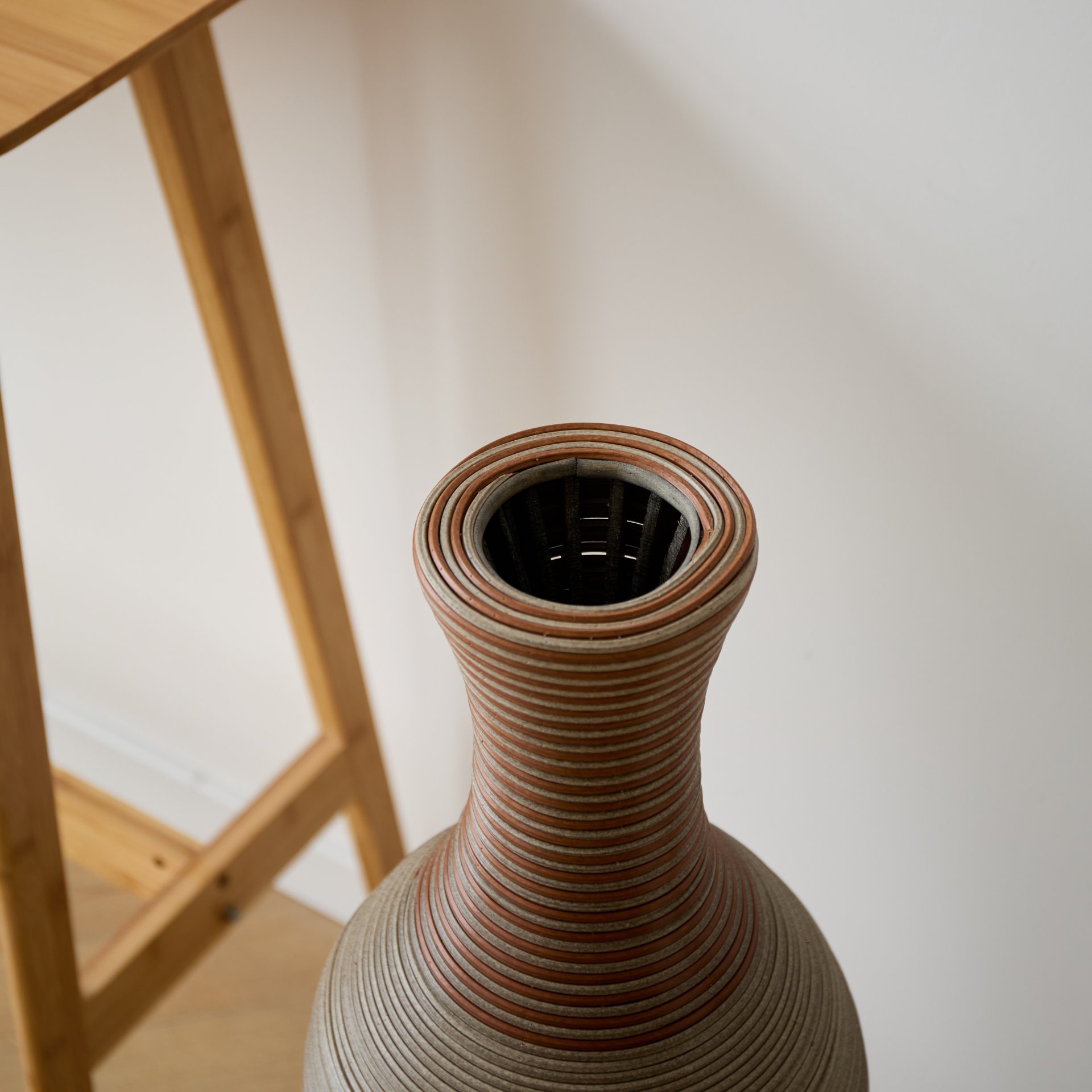 Tall Vase - Brown Decorative Floor Vase, Classic Neat Floor Vase Tall Freestanding Flower Holder, Artificial Rattan Vase, Floor Vase, Flower Holder For Home Decor - Gray - Image 16