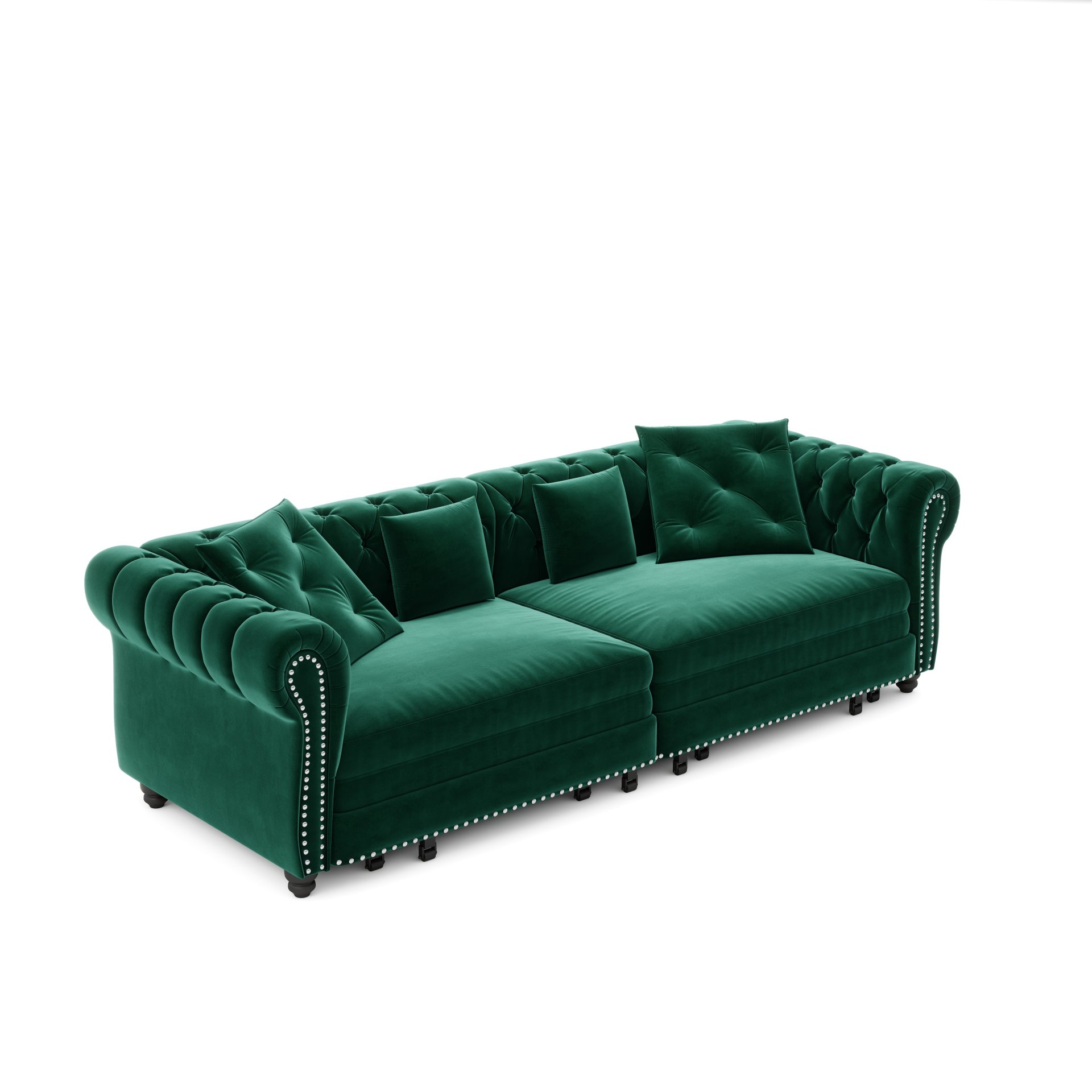 3 In 1 Pull Out Sofa Bed, Convertible Sleeper Sofa Bed, 3 Seater Sofa With Movable Ottoman - Green - Image 17