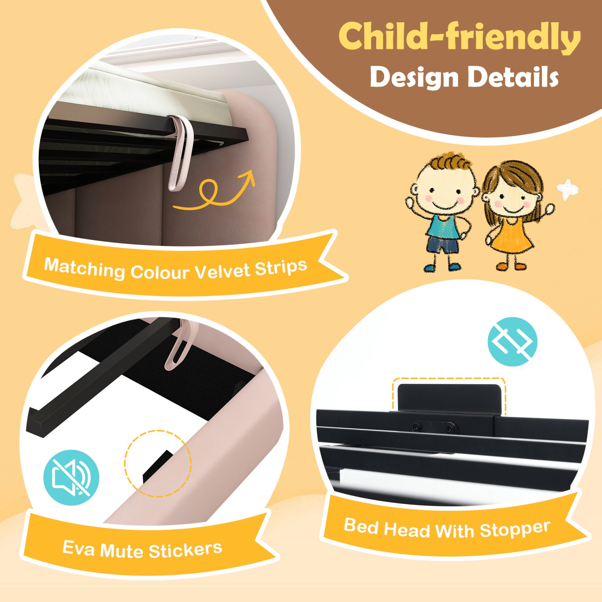 Twin Size Sofa Bed Frame With Slatted Base Daybed With Hydraulic Storage - Pink - Image 6