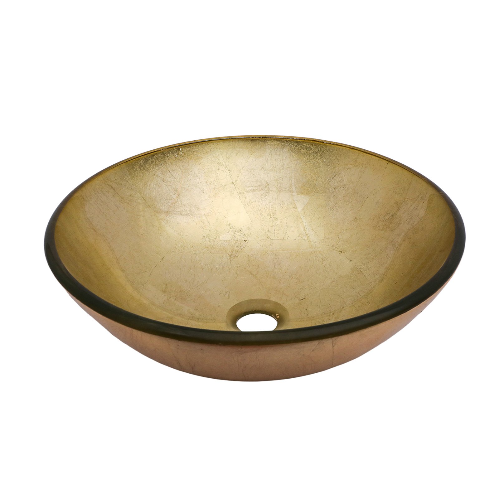 Textured Vessel Sink With Faucet And Pop Up Drain, Round Bowl For Bathroom Vanity - Gold - Image 7