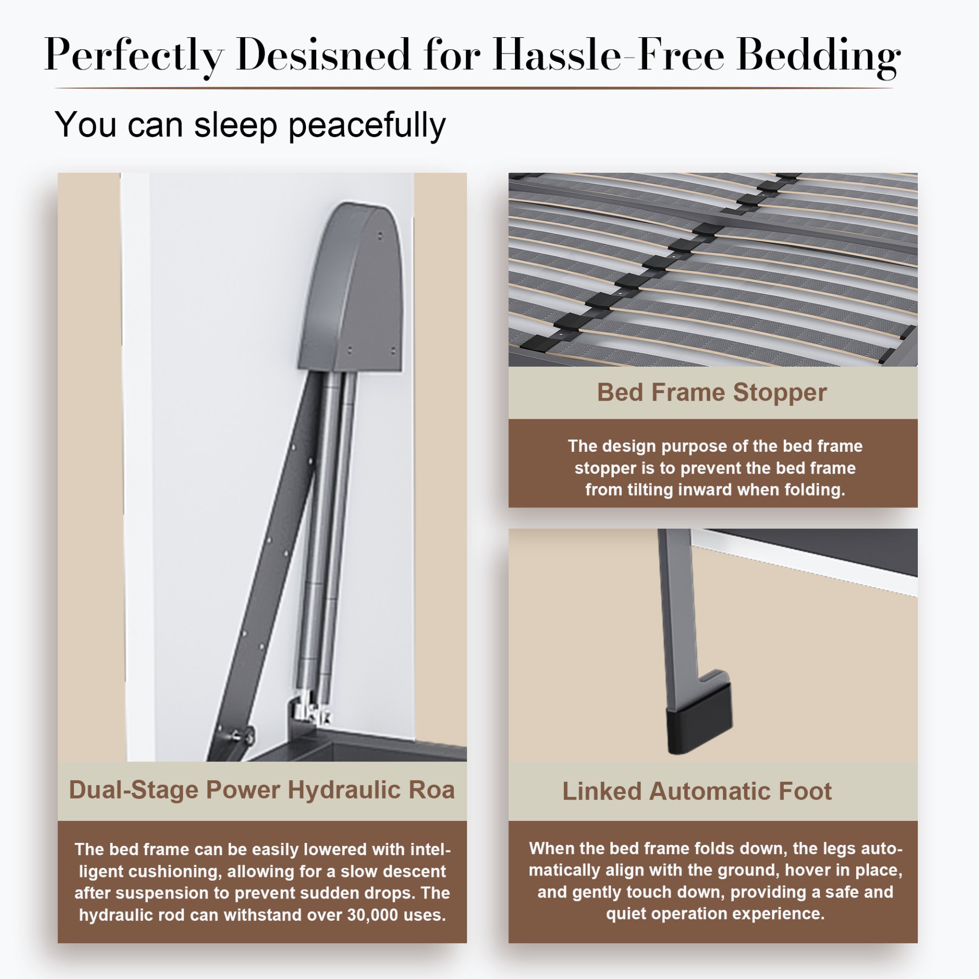 Queen Murphy Bed, Space Saving Design - White - Image 11