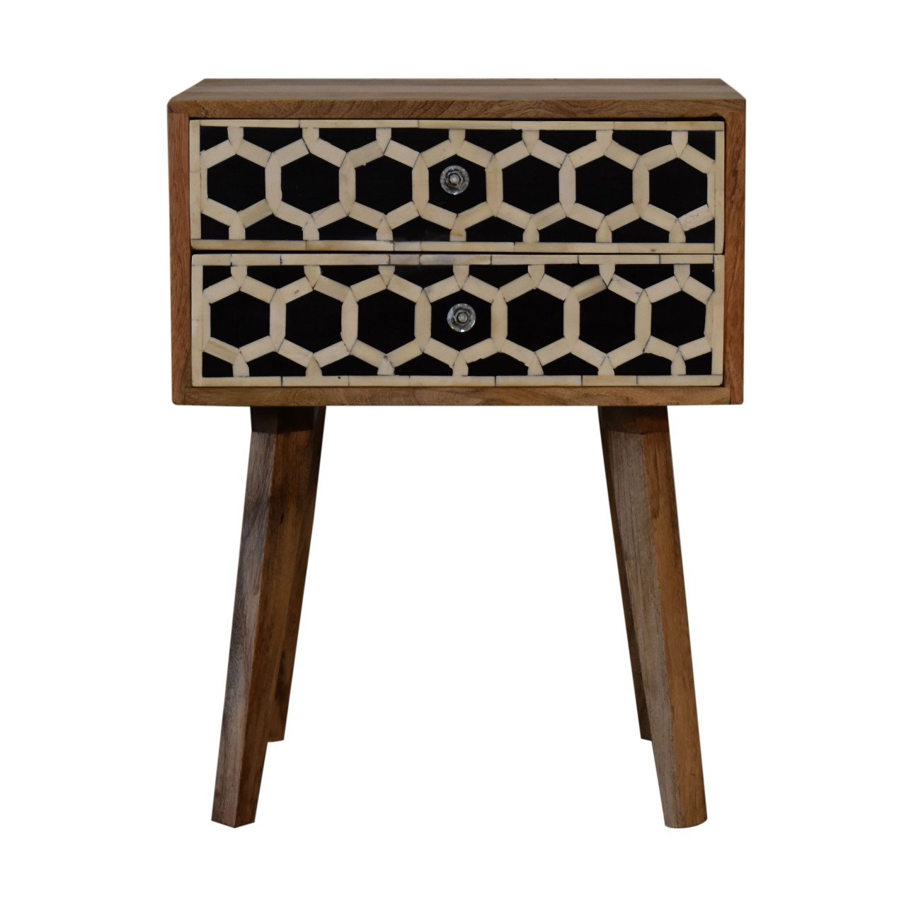 Inlay - Bone Scandi Bedside Table - Oak - Image 2