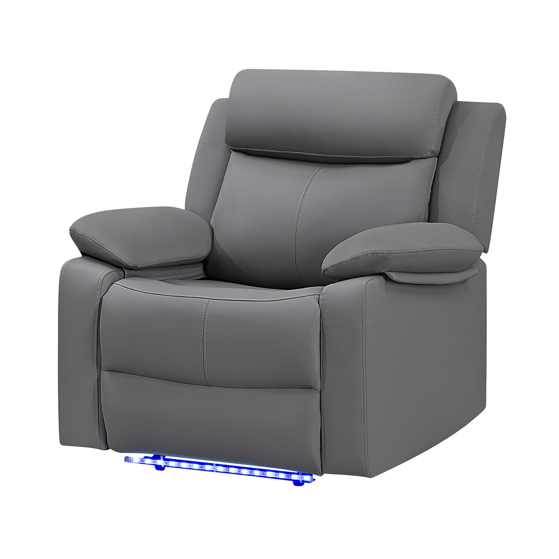 Blanche - Manual Glider Recliner With LED Lights And Pillow Top Arms - Gray - Image 4