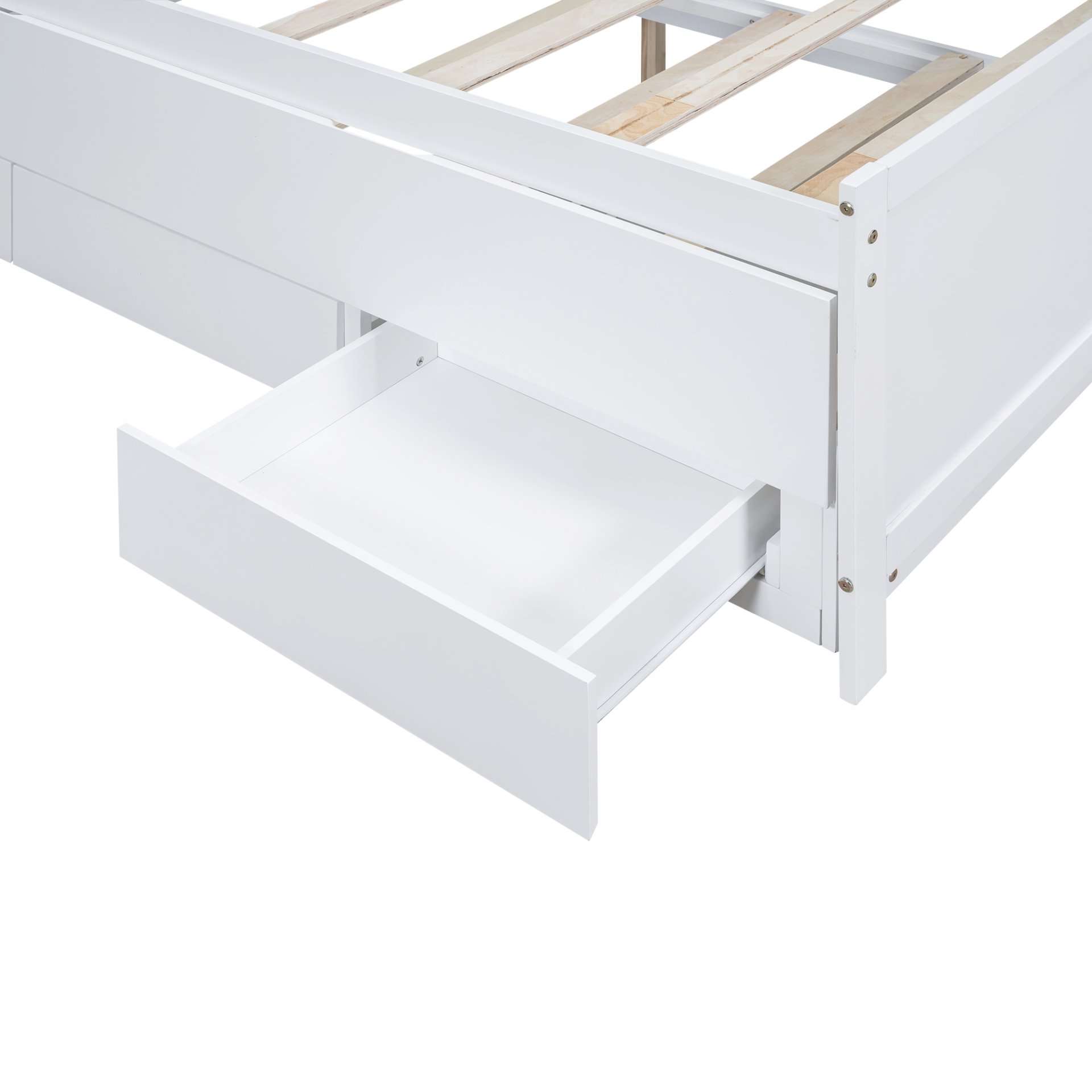 Full Size Platform Bed With Storage LED Headboard, Twin Trundle And 3 Drawers - White - Image 16