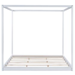 King Size Canopy Platform Bed With Support Legs - White
