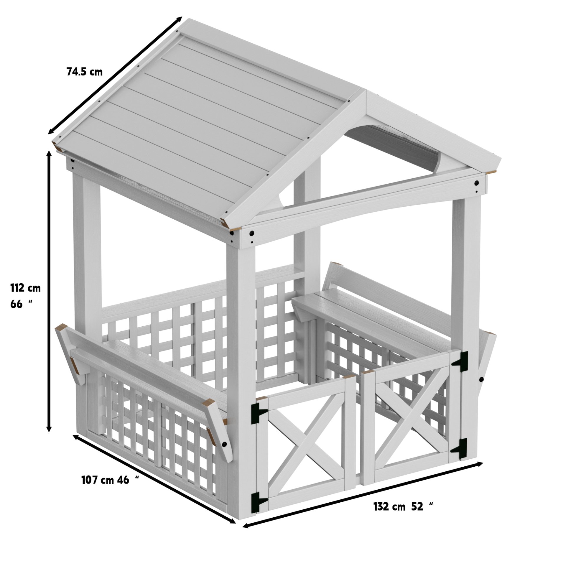 Outdoor Wooden Playhouse With Bench And Door - White - Image 3