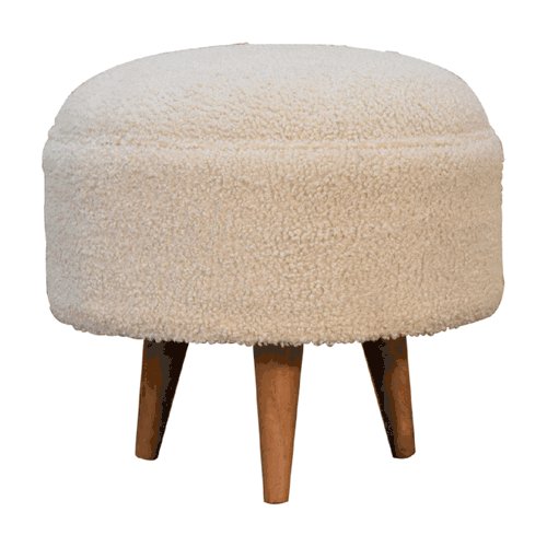 Boucle Rounded Footstool - Oak - Image 11