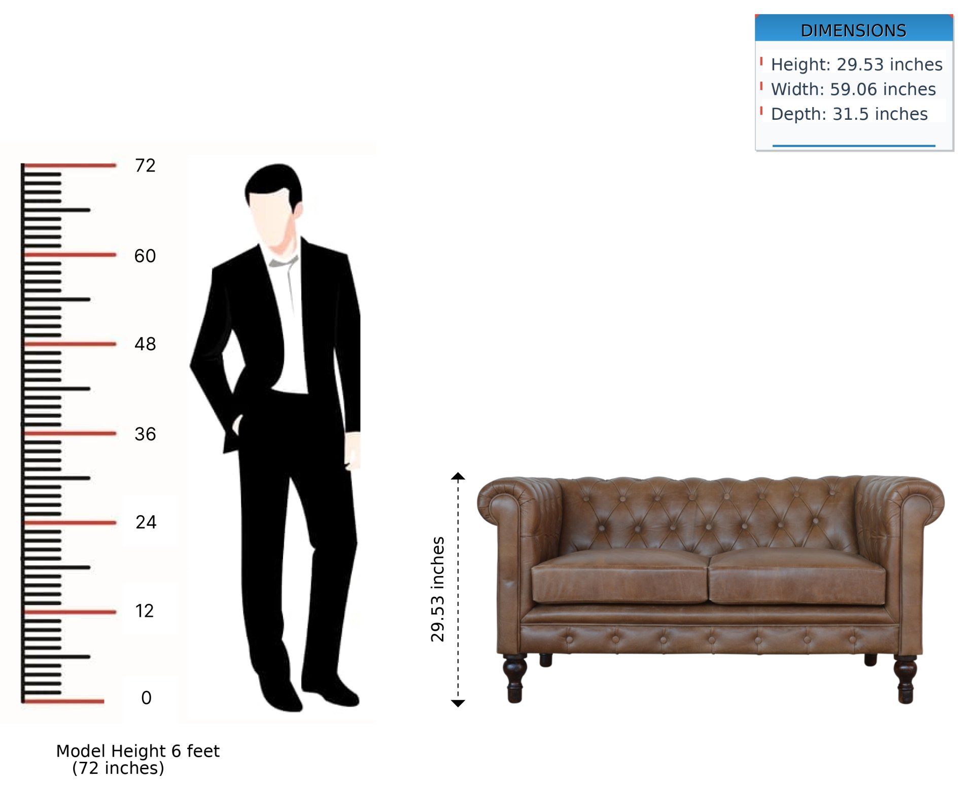 Buffalo - Leather Chesterfield Sofa - Brown - Image 11