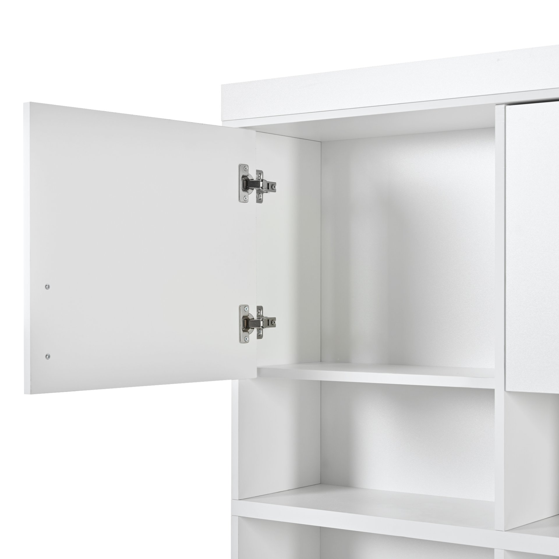 Entryway Hall Tree With Bench And Storage, 5 In 1 Coat Rack, 6 Drawers, 3 Cabinets And 3 Tier Top Storage - White - Image 17