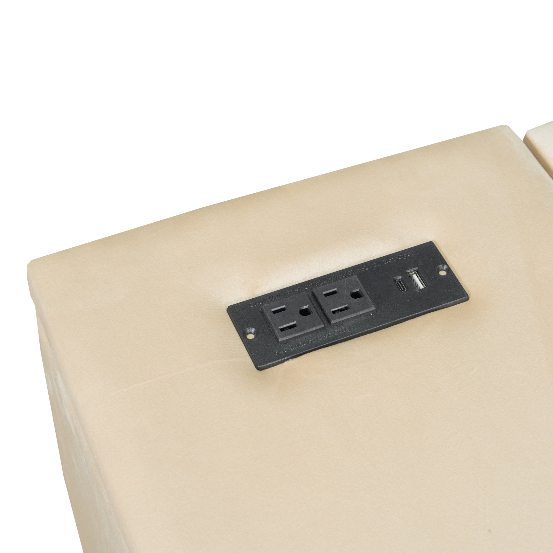 Upholstered Full Size Platform Bed With Storage Shelves, Desk, Charging Station And Trundle - Beige - Image 13