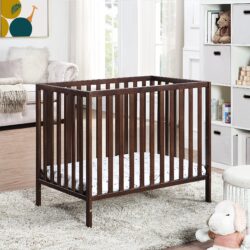 Palmer - 3 In 1 Convertible Mini Crib Espresso With Mattress Pad