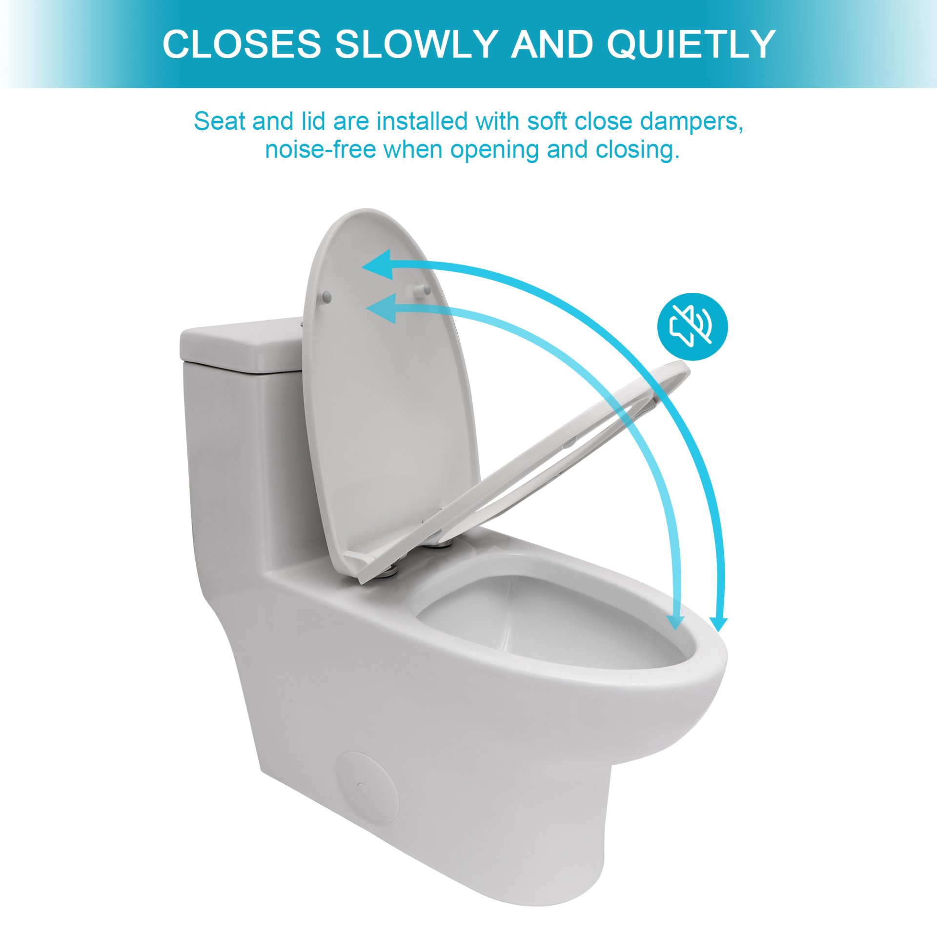Modern Ceramic 1 Piece Toilet With Dual Flush And Soft Closing Seat - White - Image 4