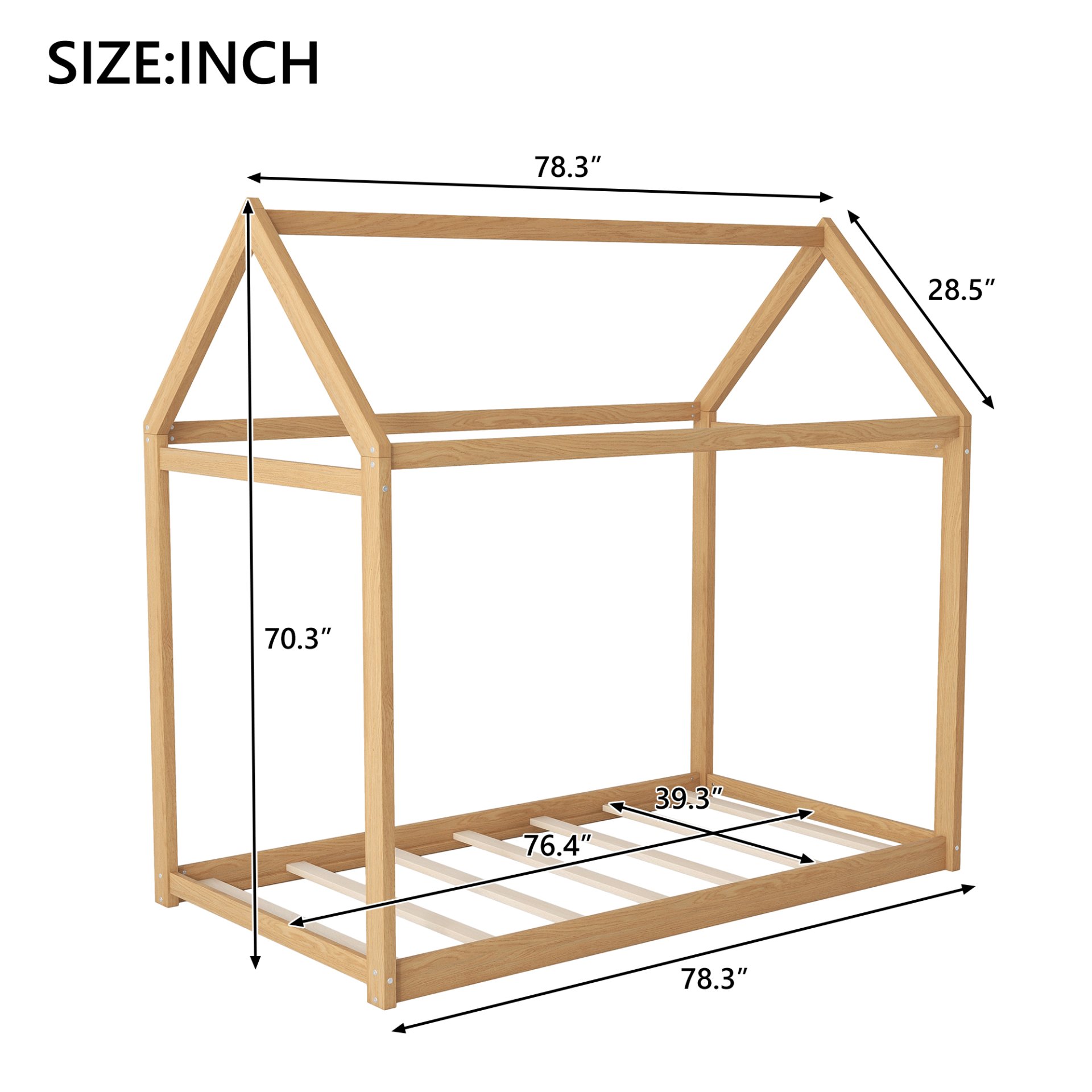 Twin Size House Bed - Wood - Image 3