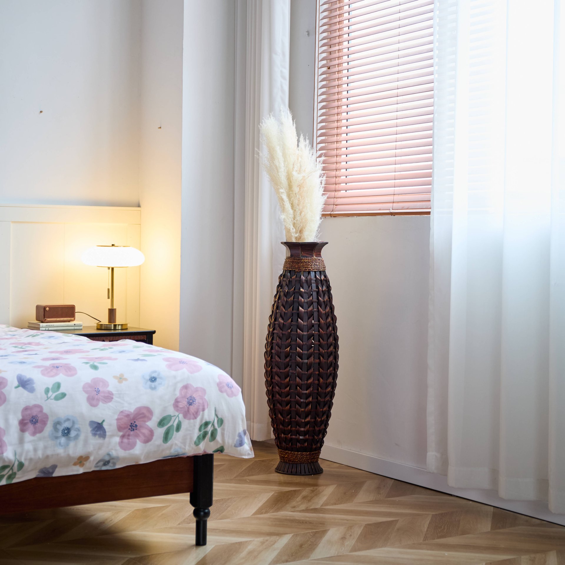 Hand Woven Bamboo Floor Vase, Decorative Accent For Living Room - Acacia Wood - Image 5