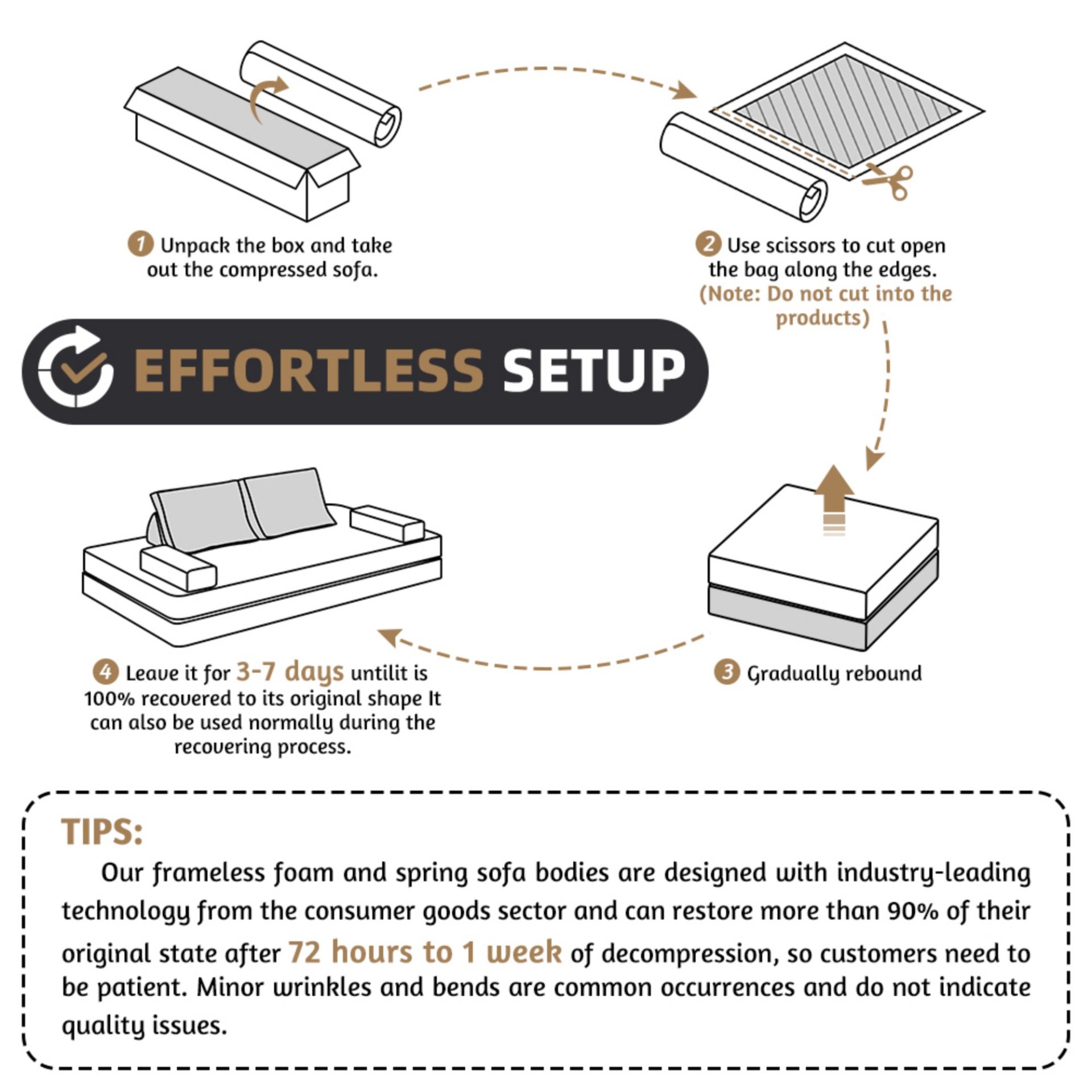 Multifunctional Convertible Sofa Bed With 2 Tumbler Backrests And 2 Pillows, Diy Modern Upholstered Couch - Light Gray - Image 19