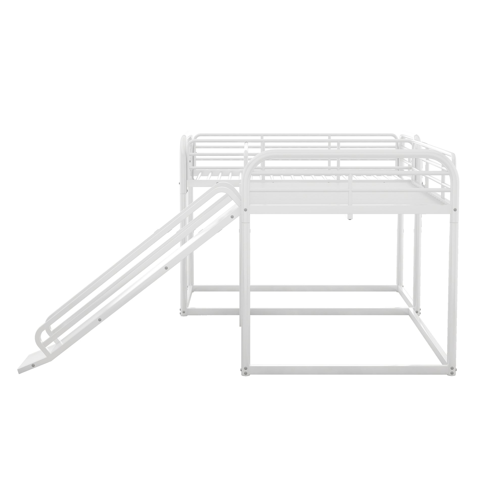 L-Shaped Bunk Bed With Slide And Short Ladder For Full And Twin Size - White - Image 6