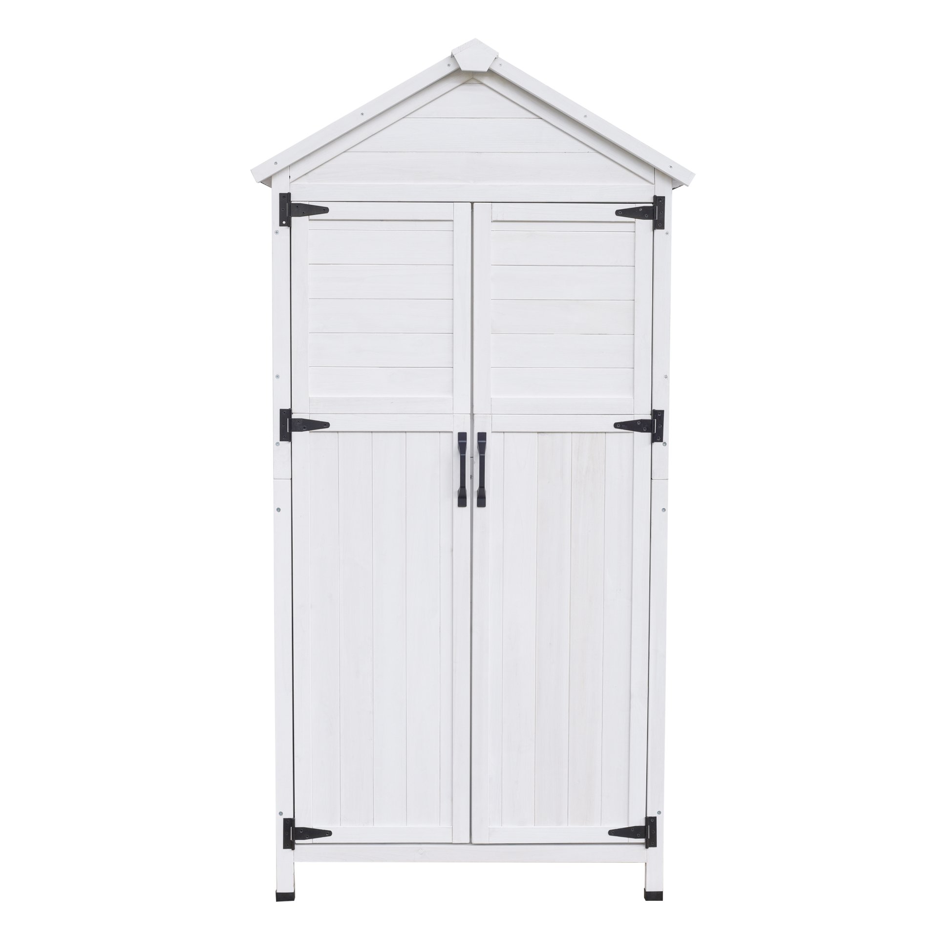 Storage Shed With Double Doors For Outdoor Garden Tool Organization - White - Image 9