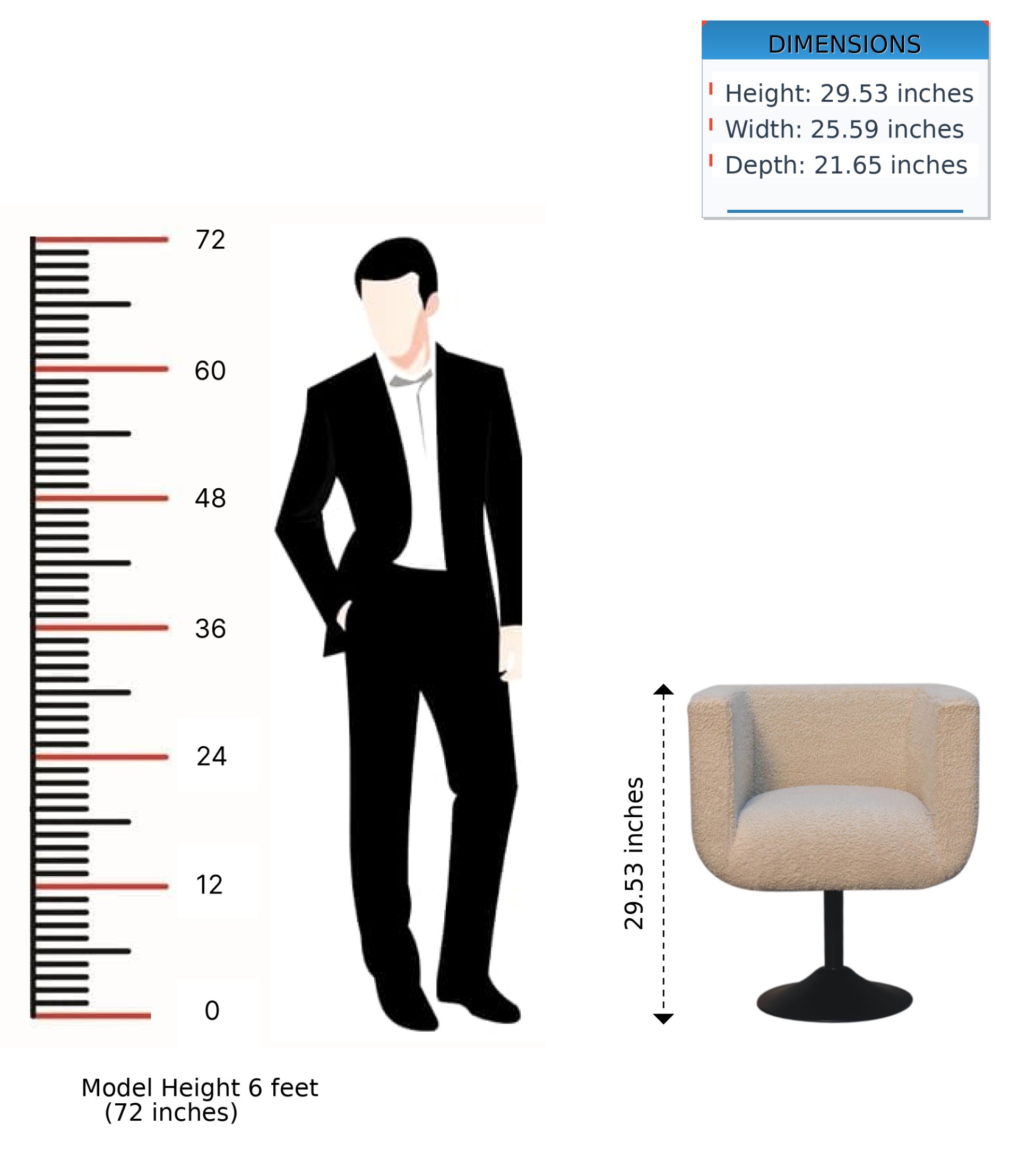 Boucle Swivel Chair - Cream - Image 12