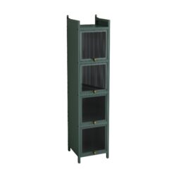 4 Tier Glass Door Cabinet For Entryway Living Room - Dark Green