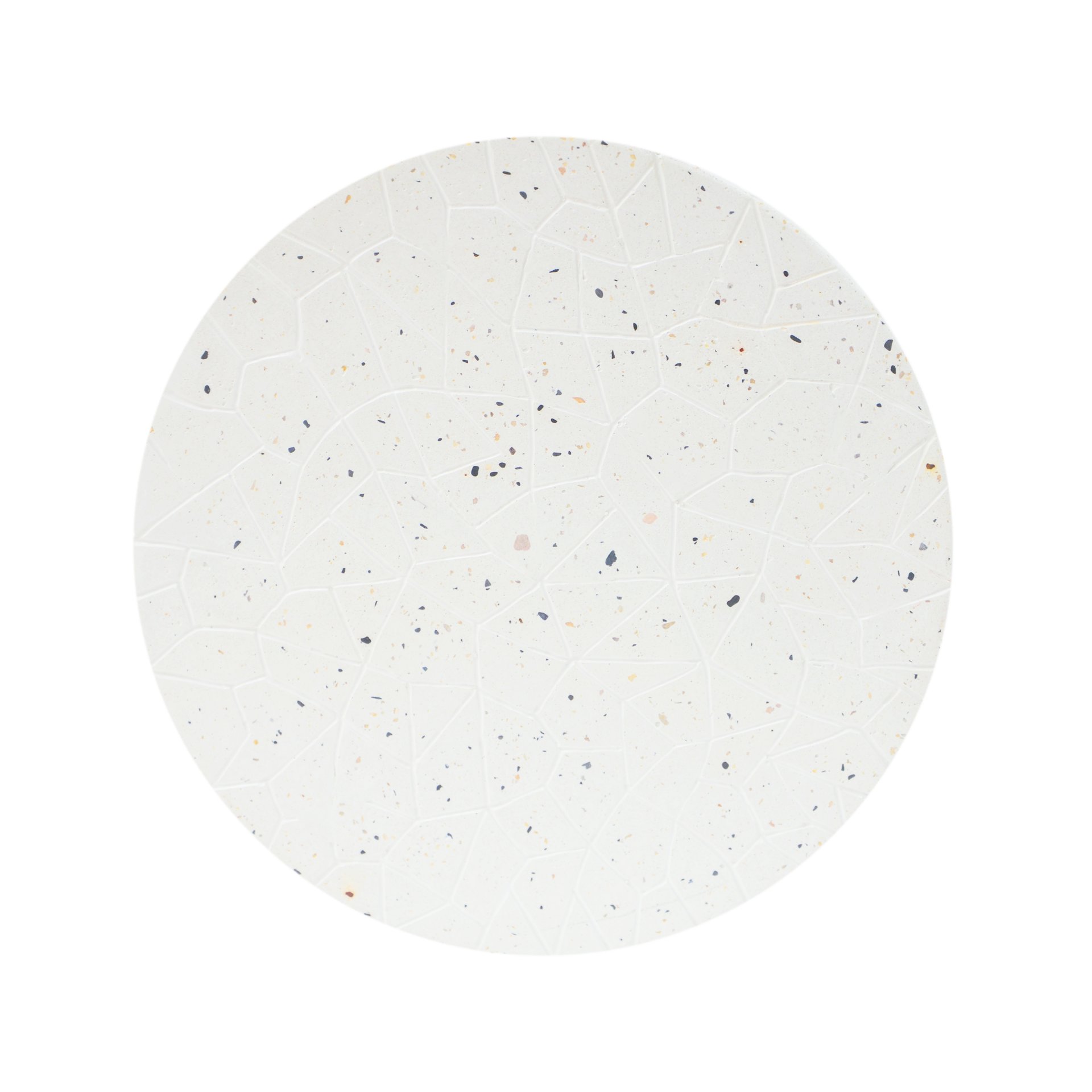 Outdoor Terrazzo Concrete Drum End Table, Living Room Accent Table - White Terrazzo - Image 4