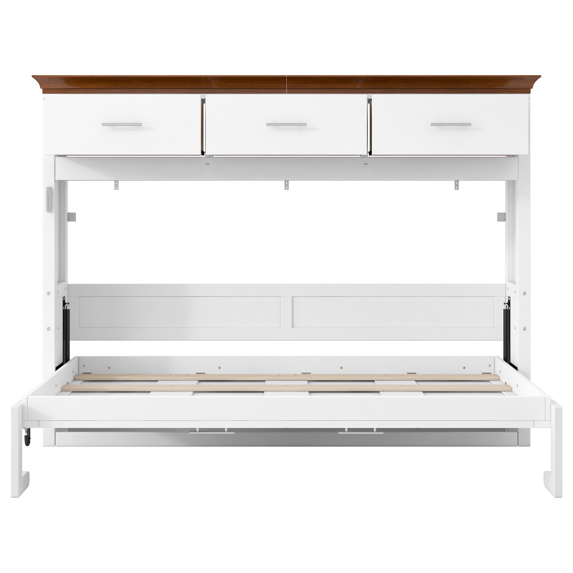 Twin Size Murphy Bed With 3 Drawers - White - Image 12