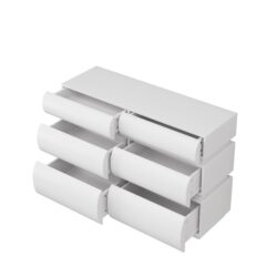Minimalist 6 Drawer Dresser, Handle Free Design With Wide Storage - White