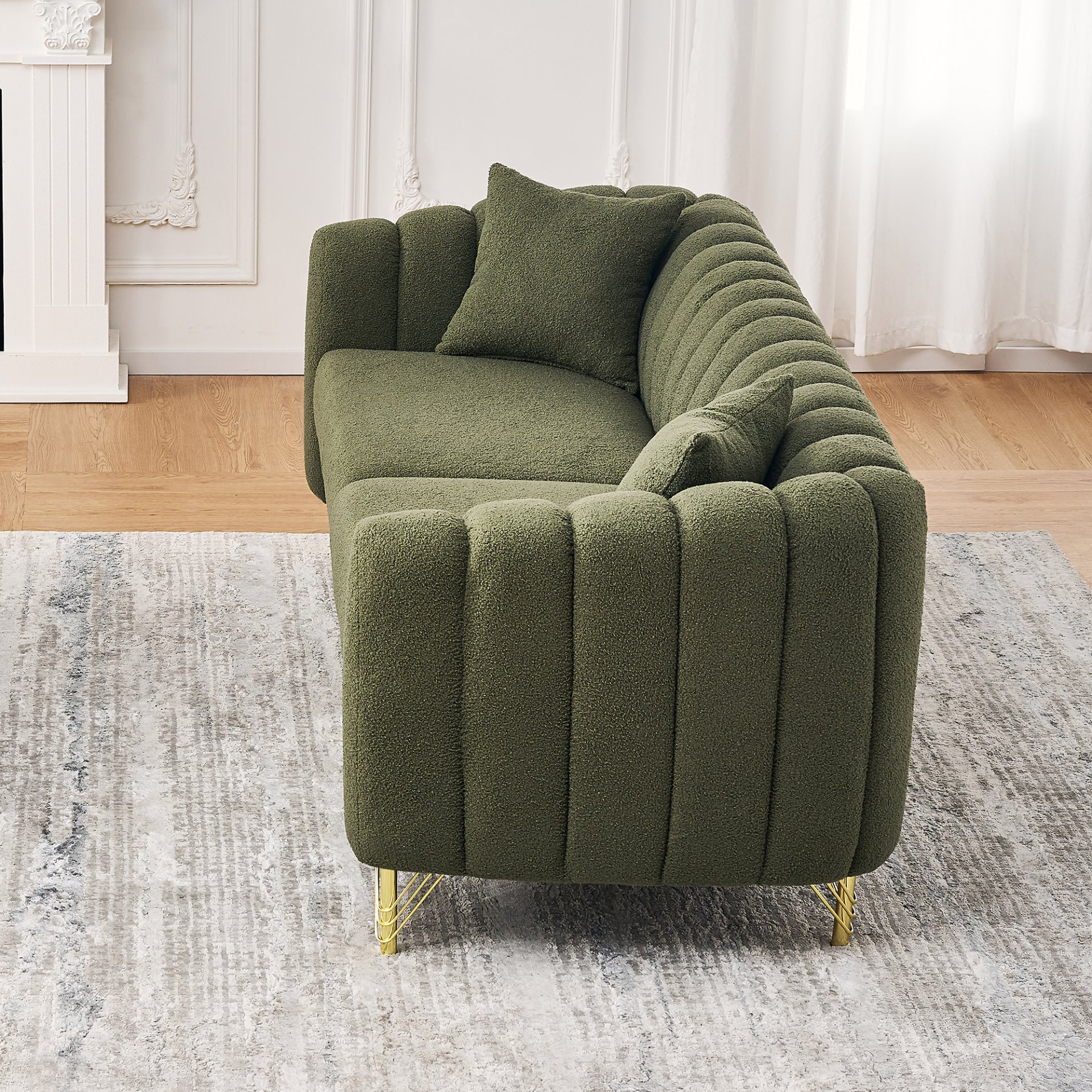 Luxury Oversized Sofa, 3 + 3 Seater, Tufted Couch For Living Room - Green - Image 13