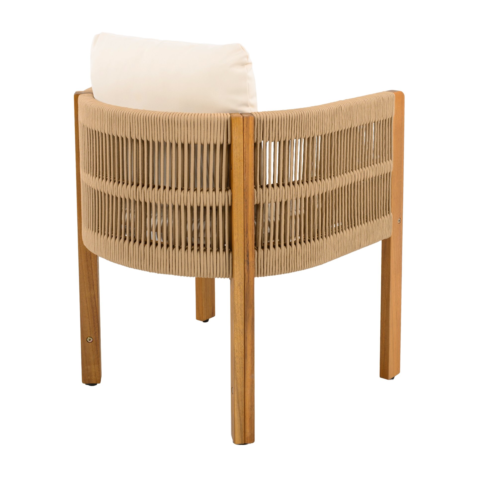 Outdoor Dining Chairs With Rope Handles (Set of 2) - Beige / Teak - Image 11