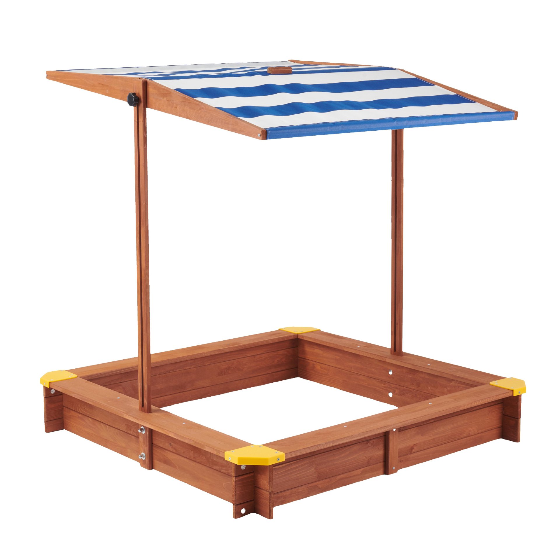 Kids Sandbox With Cover, Sand Box With Adjustable Canopy, Large Outdoor Cedar Sandpit For Backyard Play - Reddish Brown - Image 7