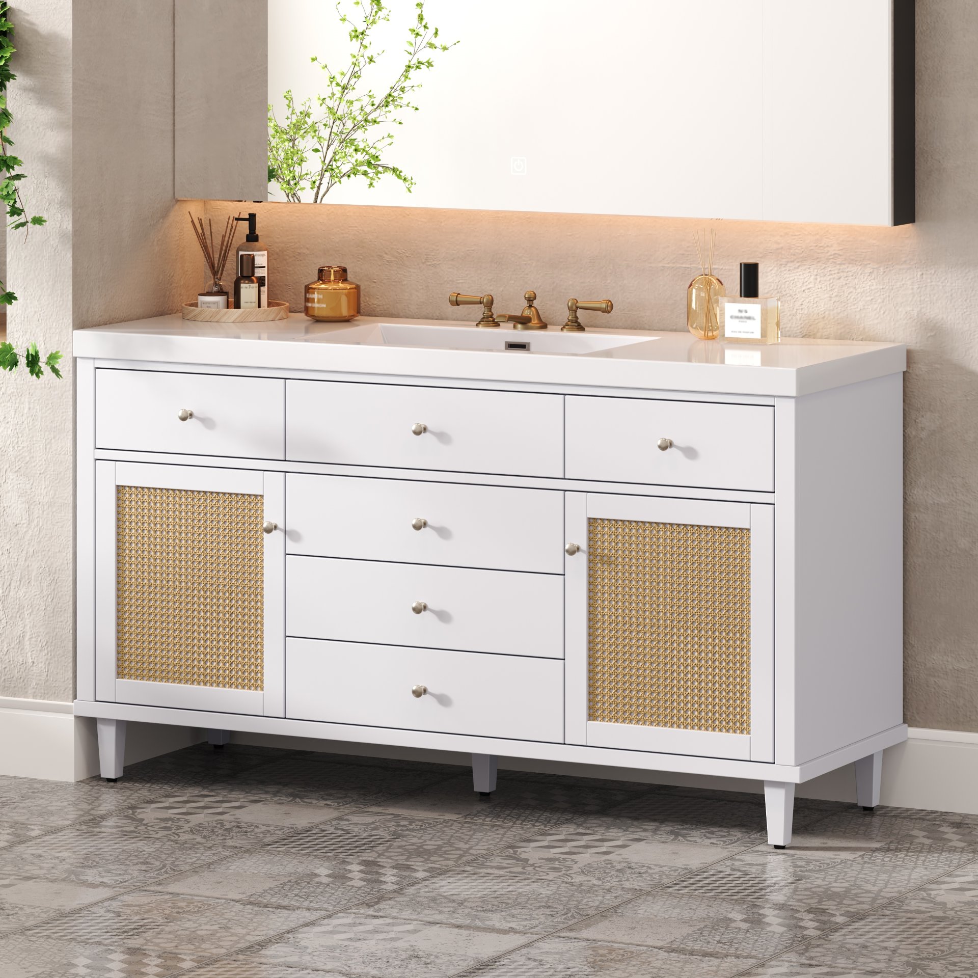 Bathroom Vanity With Sink, Soft Close Drawers - White - Image 4